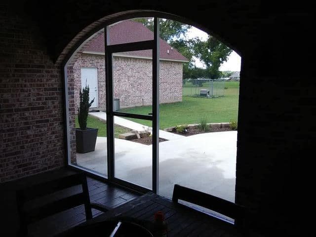 Sliding glass panels seen from inside